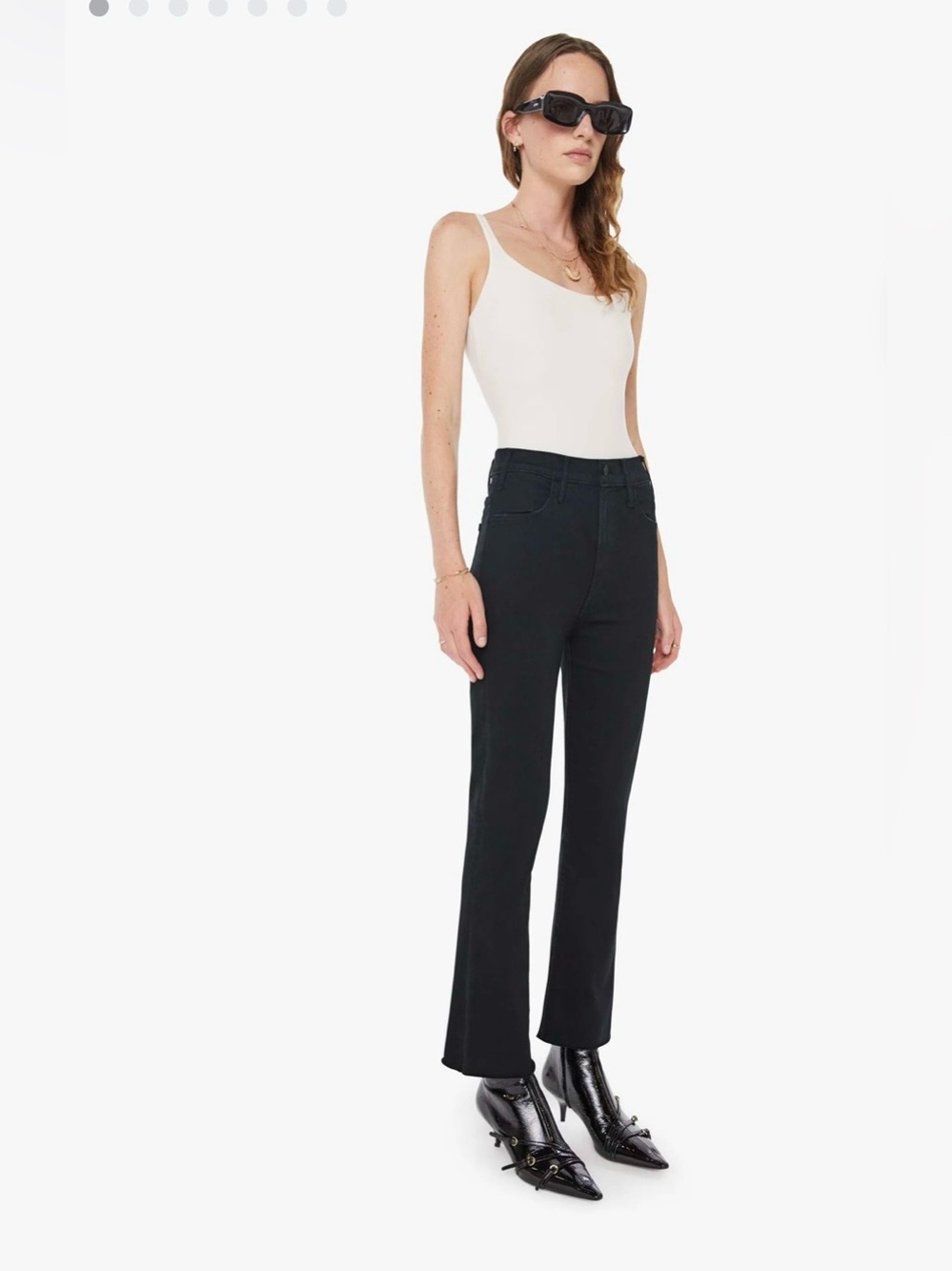 MOTHER | The Hustler Ankle Fray Women’s Jeans — Black Not Guilty — Size 26